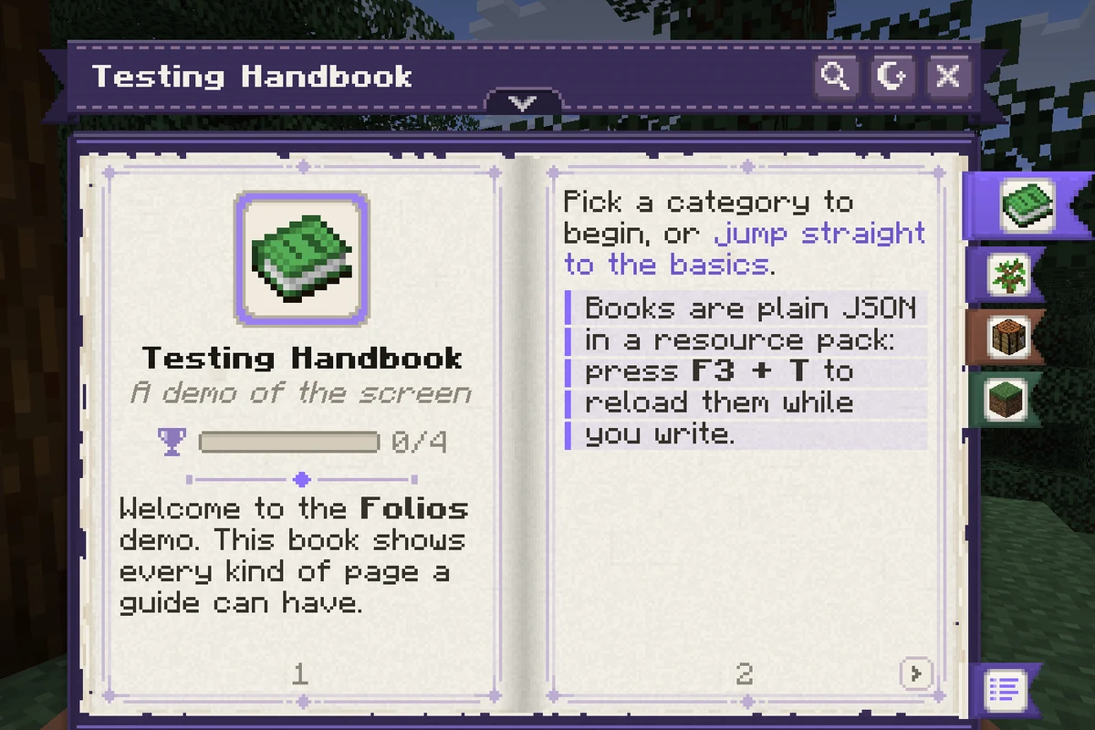 A screen book open on its front spread, its ribbon tabs down the right