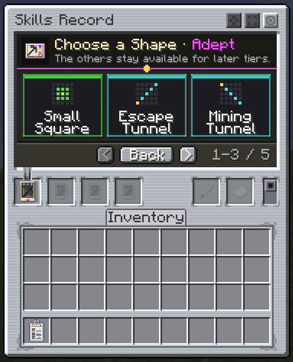Choosing a shape at Adept: the first three of five shapes on offer